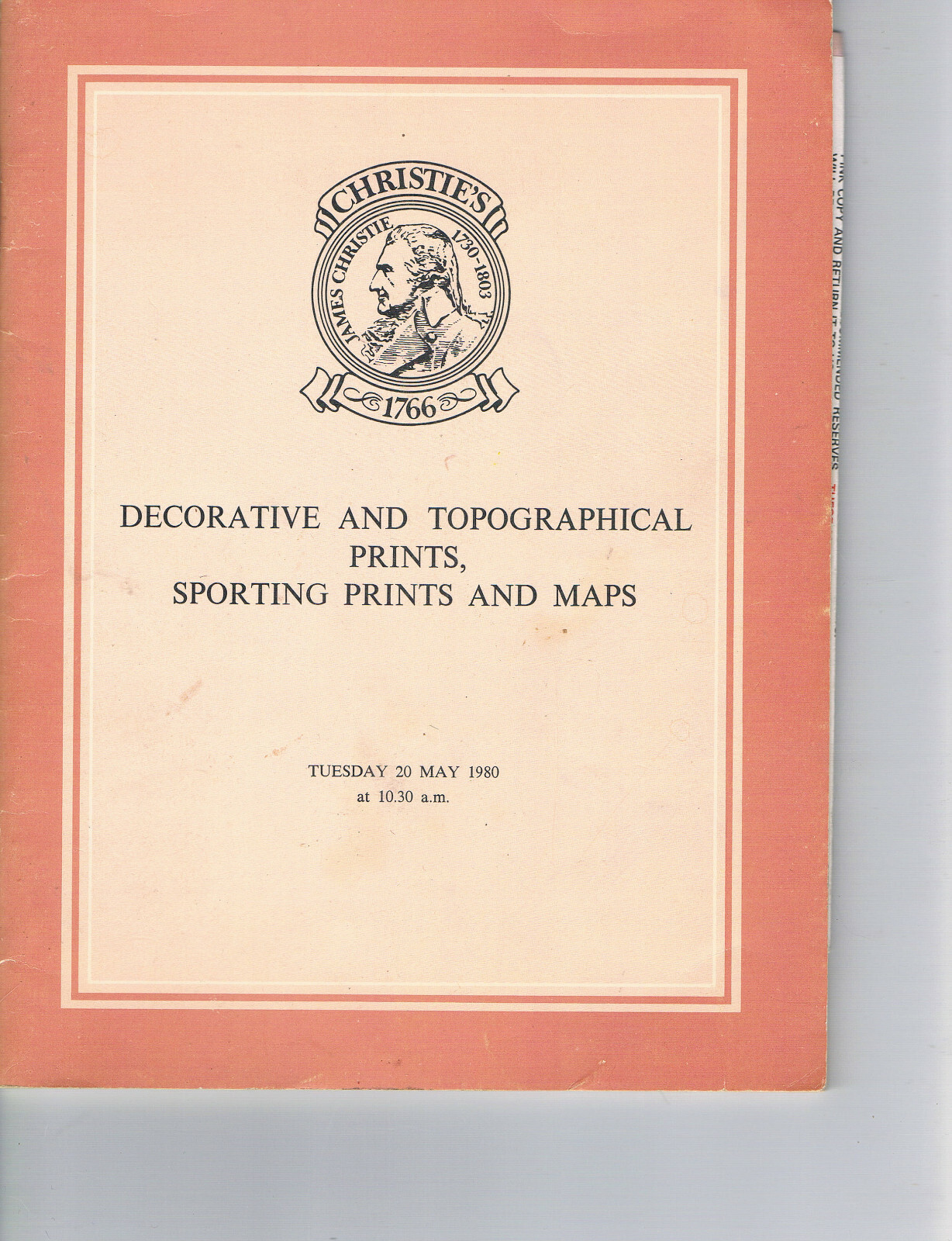 Christies - Decorative & Topographical, Sporting Prints & Map  - May 20 1980