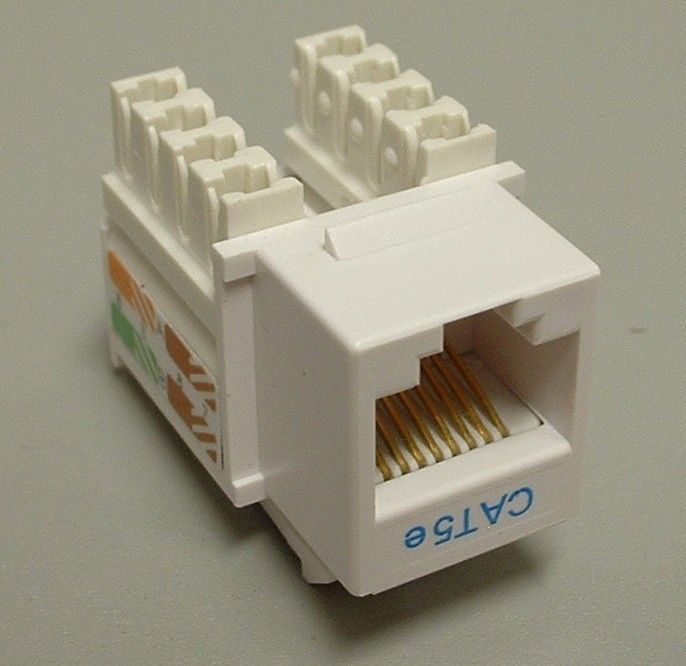 CAT5e Premium Keystone RJ45 110 Punch Down Keystone Snap-In Jack Insert - White