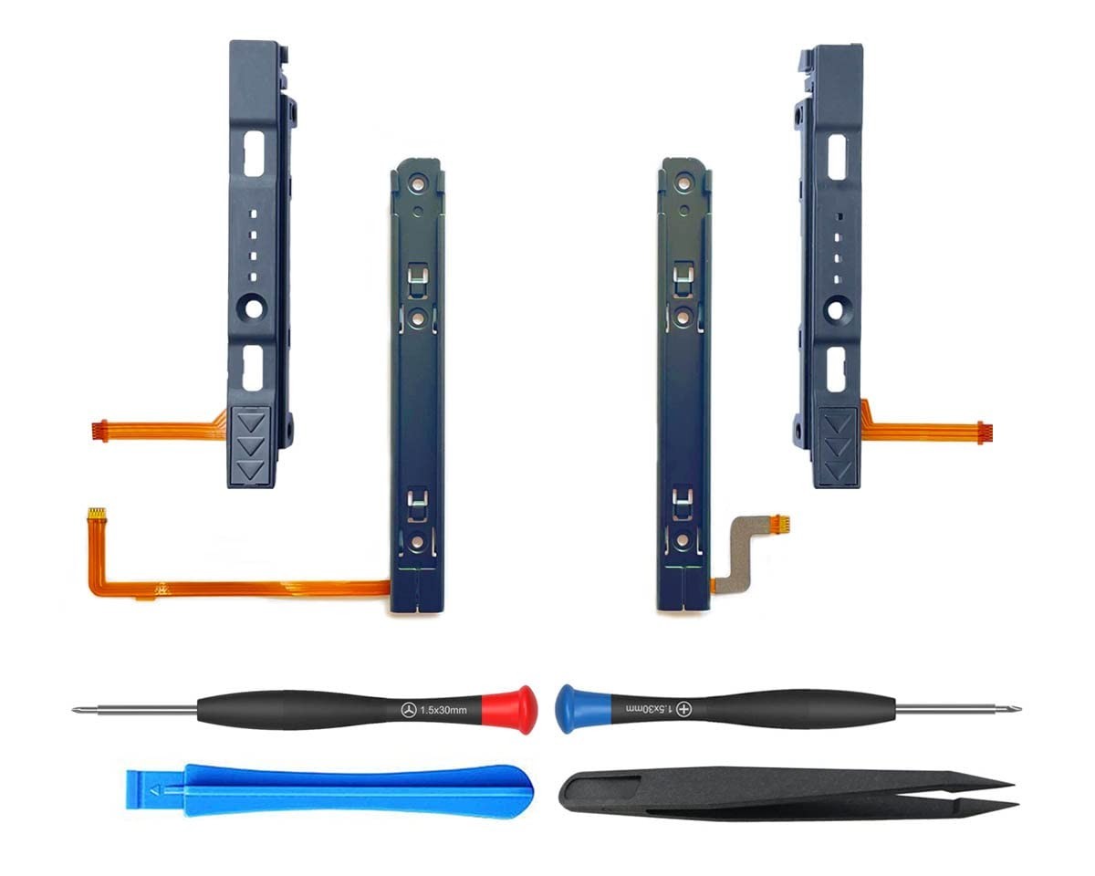 Slide Rail Replacement for OLED Switch & Joy-Con Controller - Metal T-Track & Fl