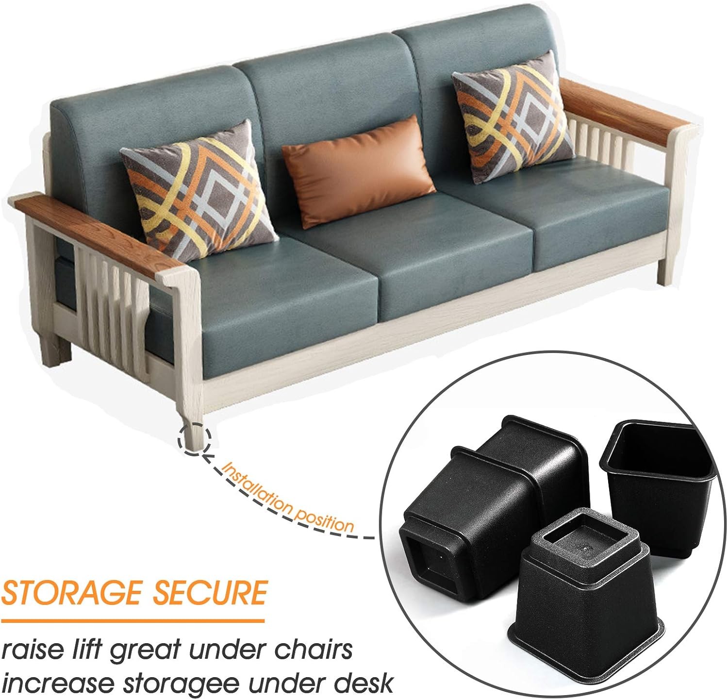 Bed Risers 3 Inch, Heavy Duty Square Furniture Frame Lift for Couch, Chair, Desk