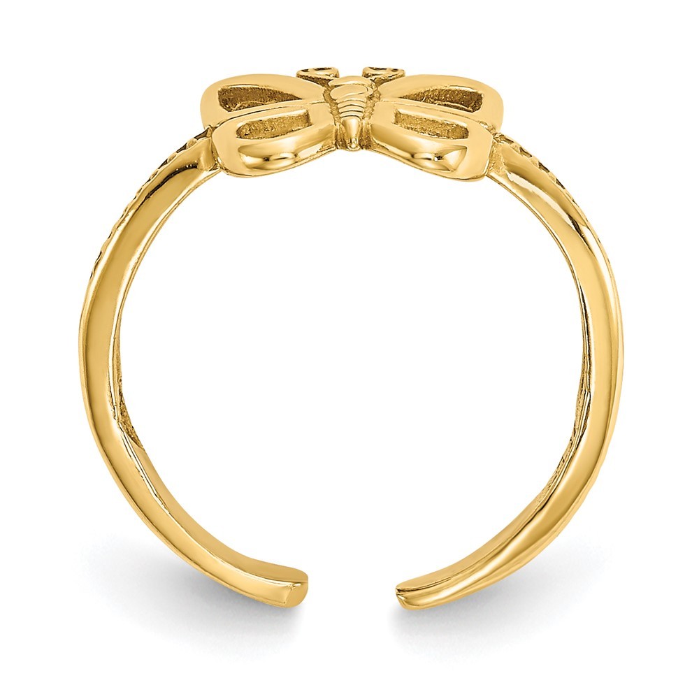 14k Yellow Gold Butterfly Adjustable Toe Ring