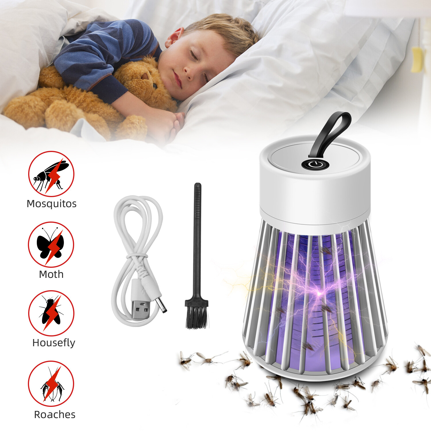 USB Rechargeable Mosquito Killer Lamp - Bug Zapper with LED Light | Pest Control