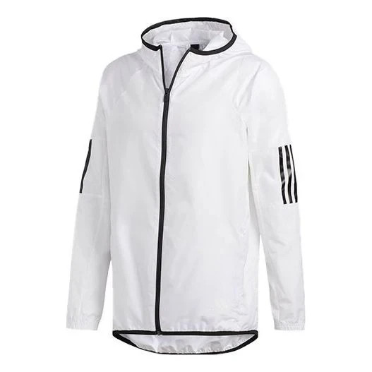 Adidas Men’s S2S Windbreaker Jacket DU1962 White Black Stripe Hooded