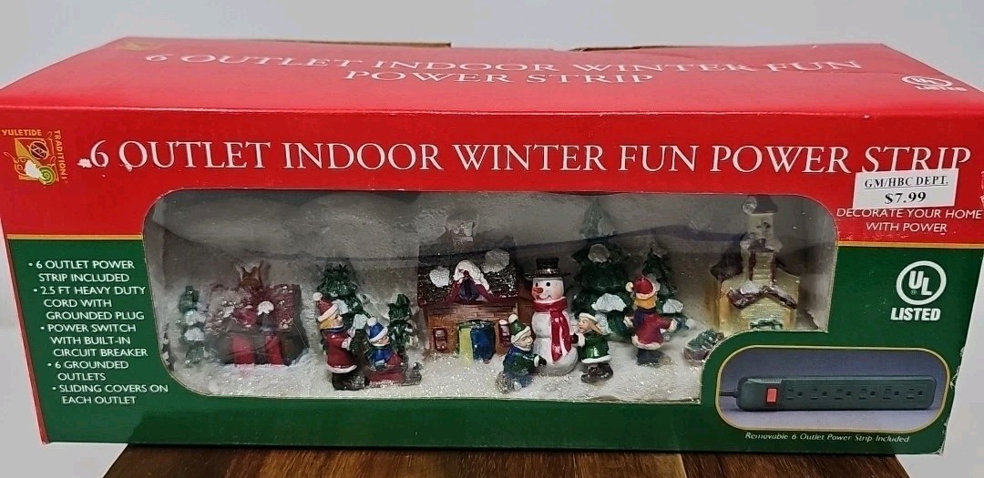 Home Center 6 Outlet Indoor Winter Fun Holiday Decorated Christmas Power Strip