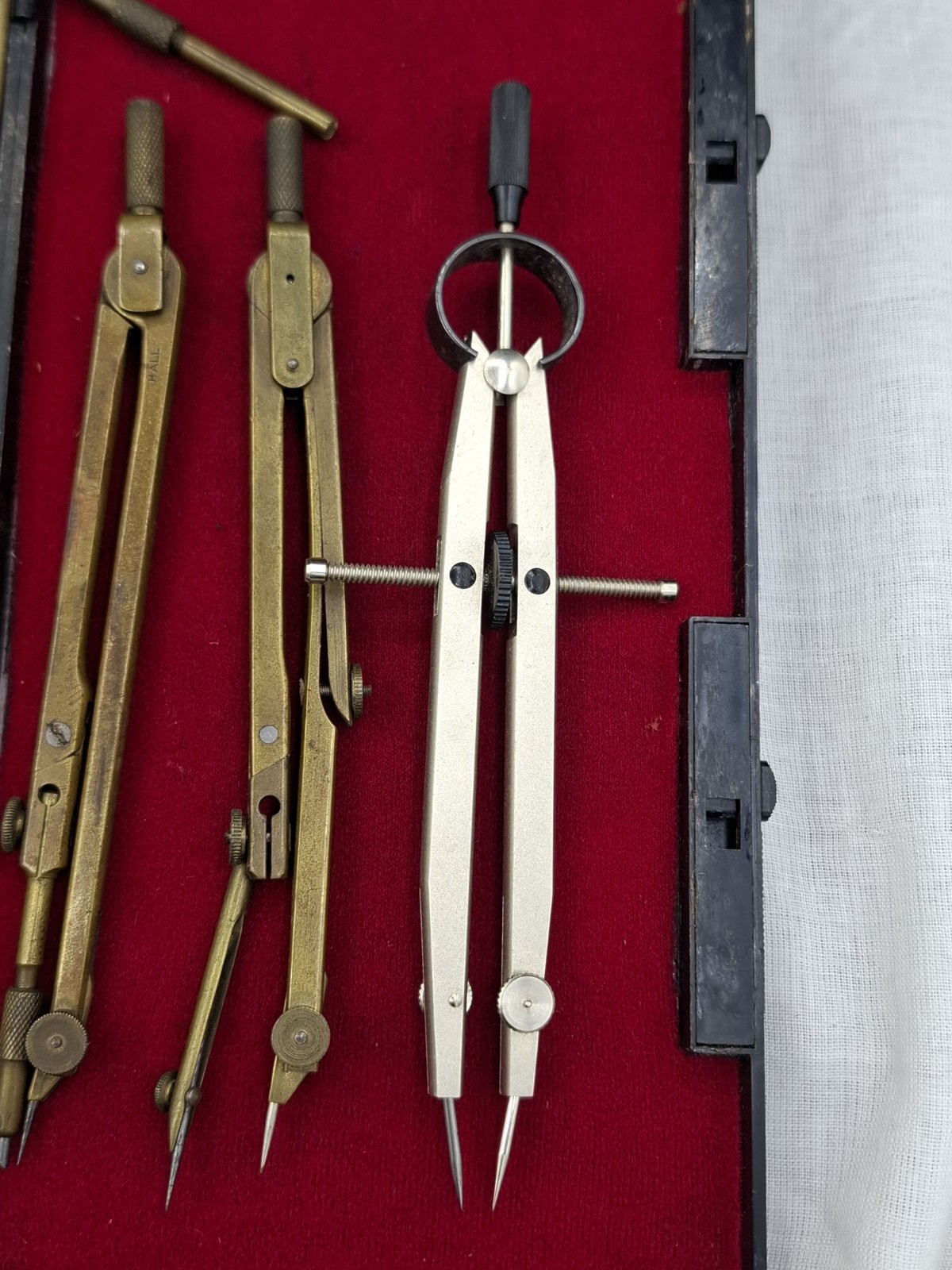 Vintage Drawing Set In Case Compass Protractor Measuring Tools