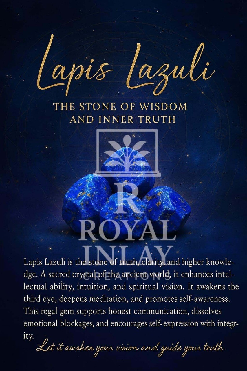 21" Lapis Lazuli Side Table | Handmade Gemstone Accent Table |Luxury Blue Table