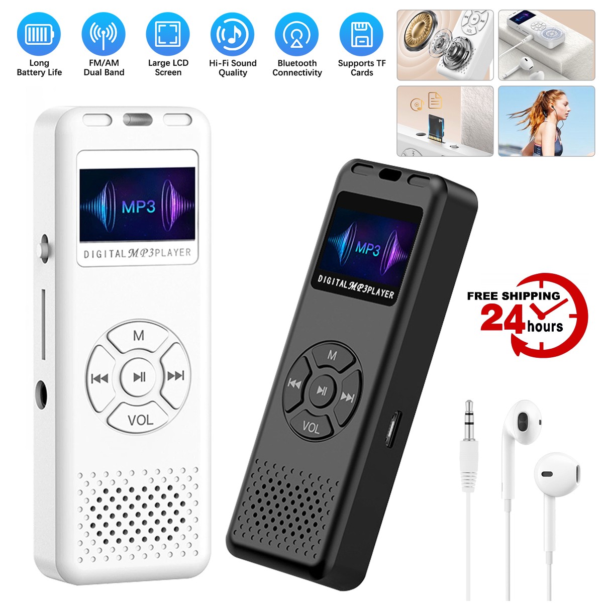 Portable Bluetooth MP4/MP3 HI-FI Lossless Music Media Player FM Radio Recorder