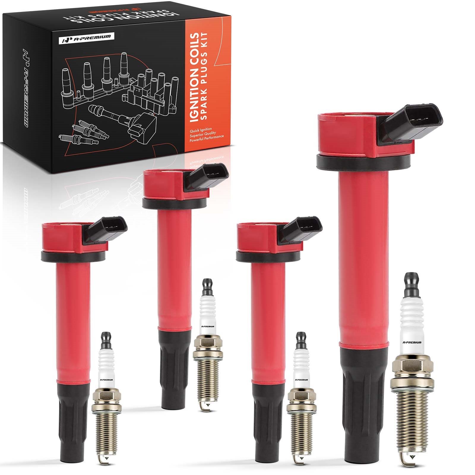 A-Premium 4x Ignition Coils & 4x Iridium Spark Plug for Toyota Camry RAV4 Sienna