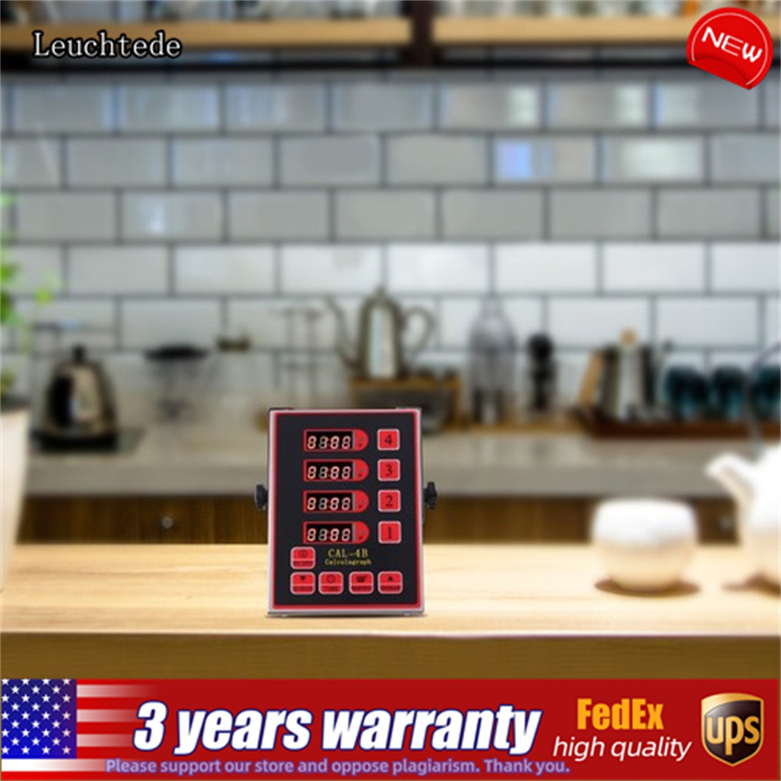Commercial 4 Channels Kitchen Timers Restaurant Timer Loud Red Stainless Steel