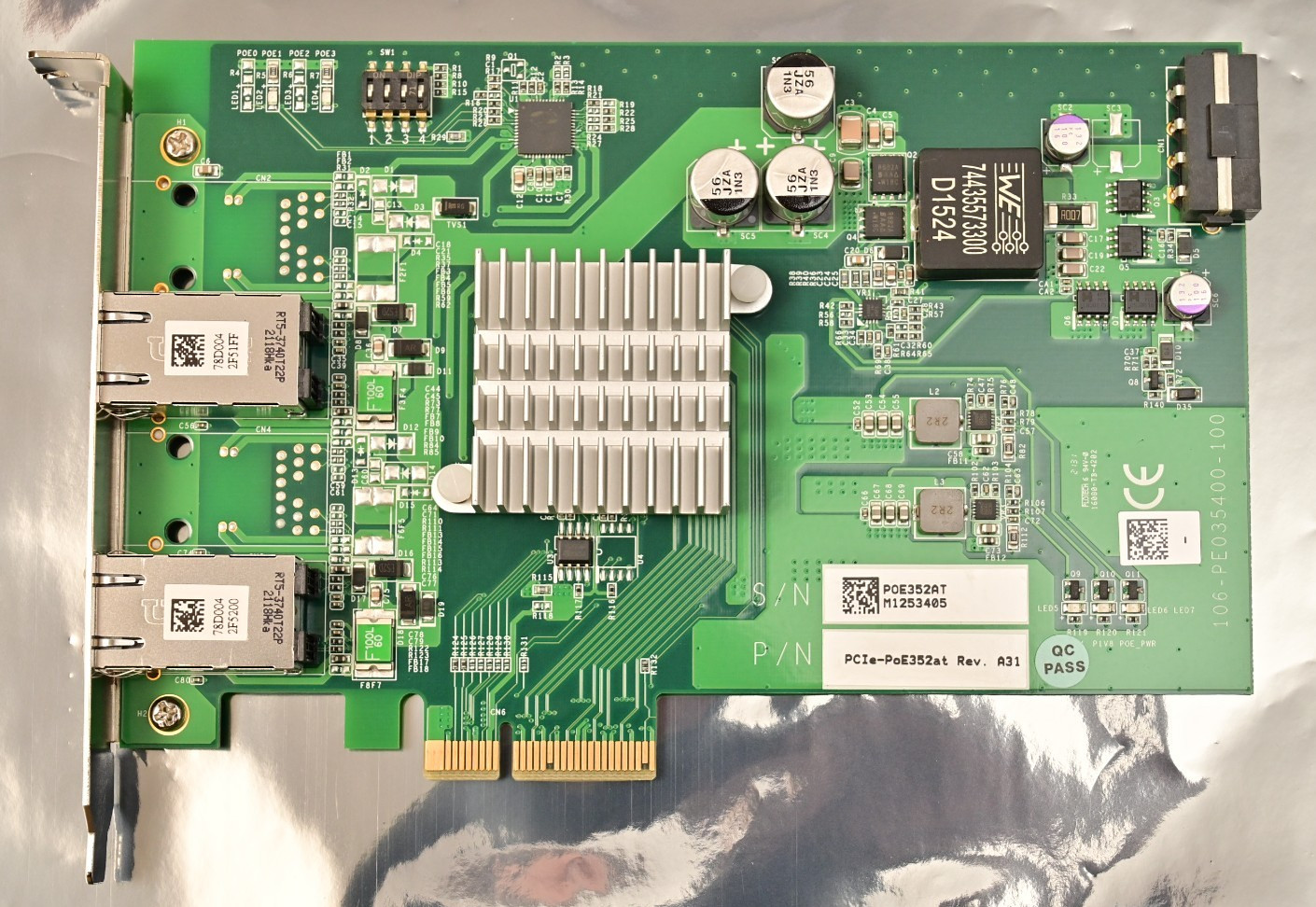 Neousys PCIe-PoE352at Rev. A31 2-Port Gigabit PoE+ Frame Grabber Vision Card