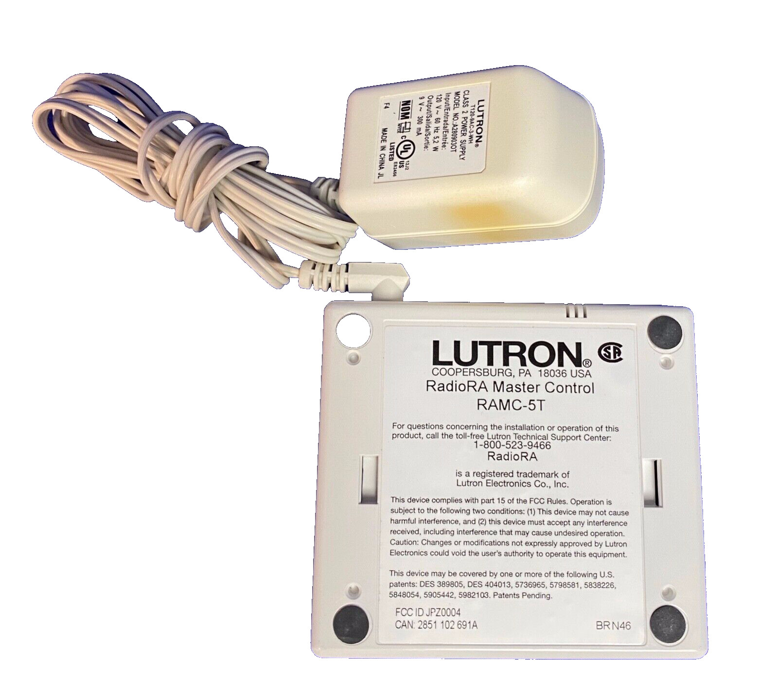 LUTRON RAMC-5T-WH, Radio Ra 5 Button Table Top Master Control, Pre Owned