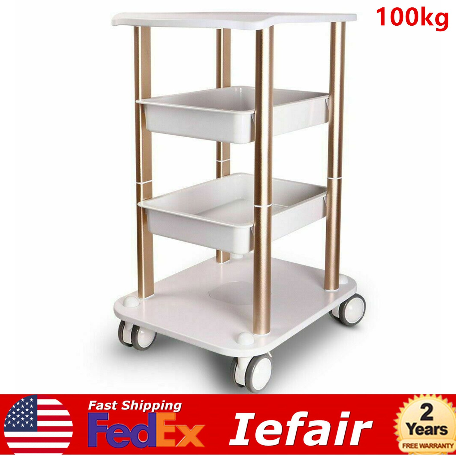 Instrument Rolling Cart For Cavitation Beauty Machine Salon SPA Trolley Stand US