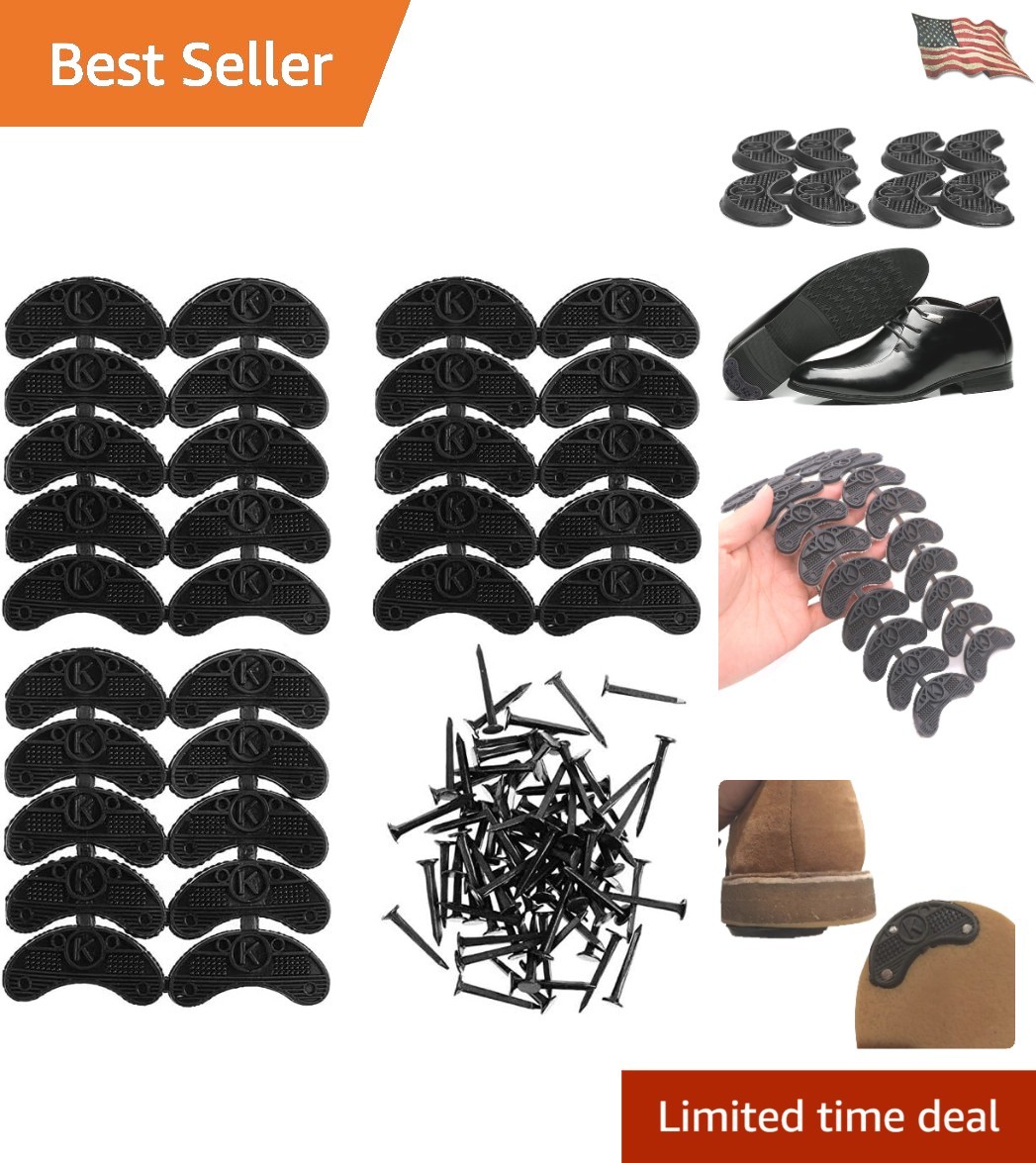 30 PCS Rubber Heel Plates for Boots & Shoes - Durable Anti-Slip Repair Pads