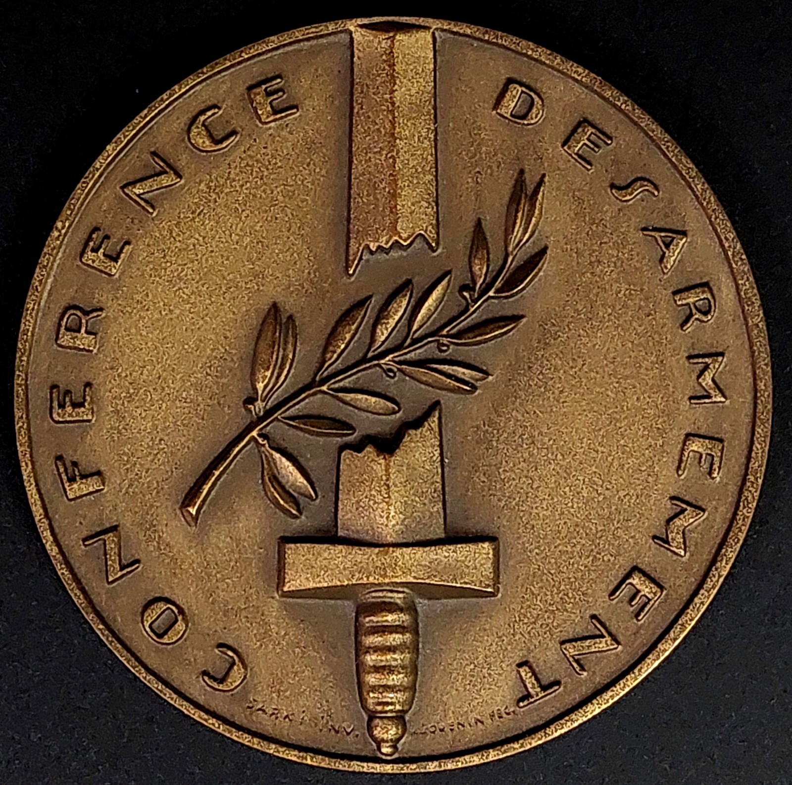 1932 Geneva Disarmament Conference bronze medal! 50 mm, 57.3 gr!