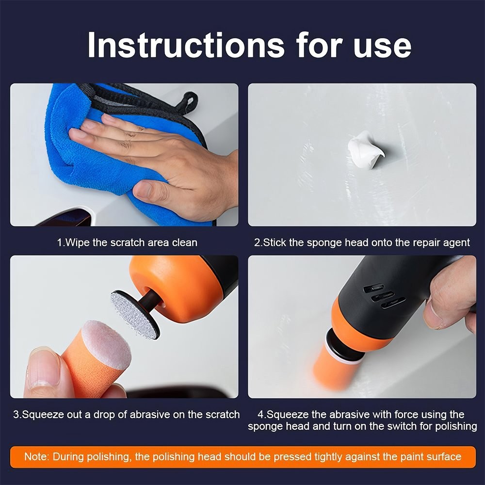 Cordless Car Buffer Polisher Kit Rotary Polishing Machine 3000-6500RPM 2 Speeds