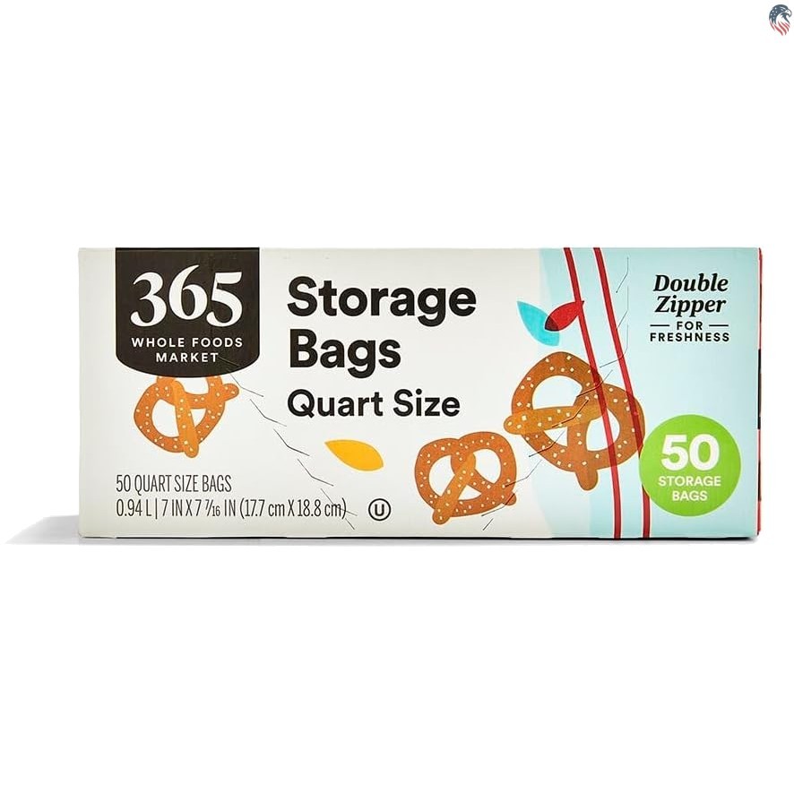 Quart Size Storage Bags Compatible with Food Storage Double Zipper Clear Plastic