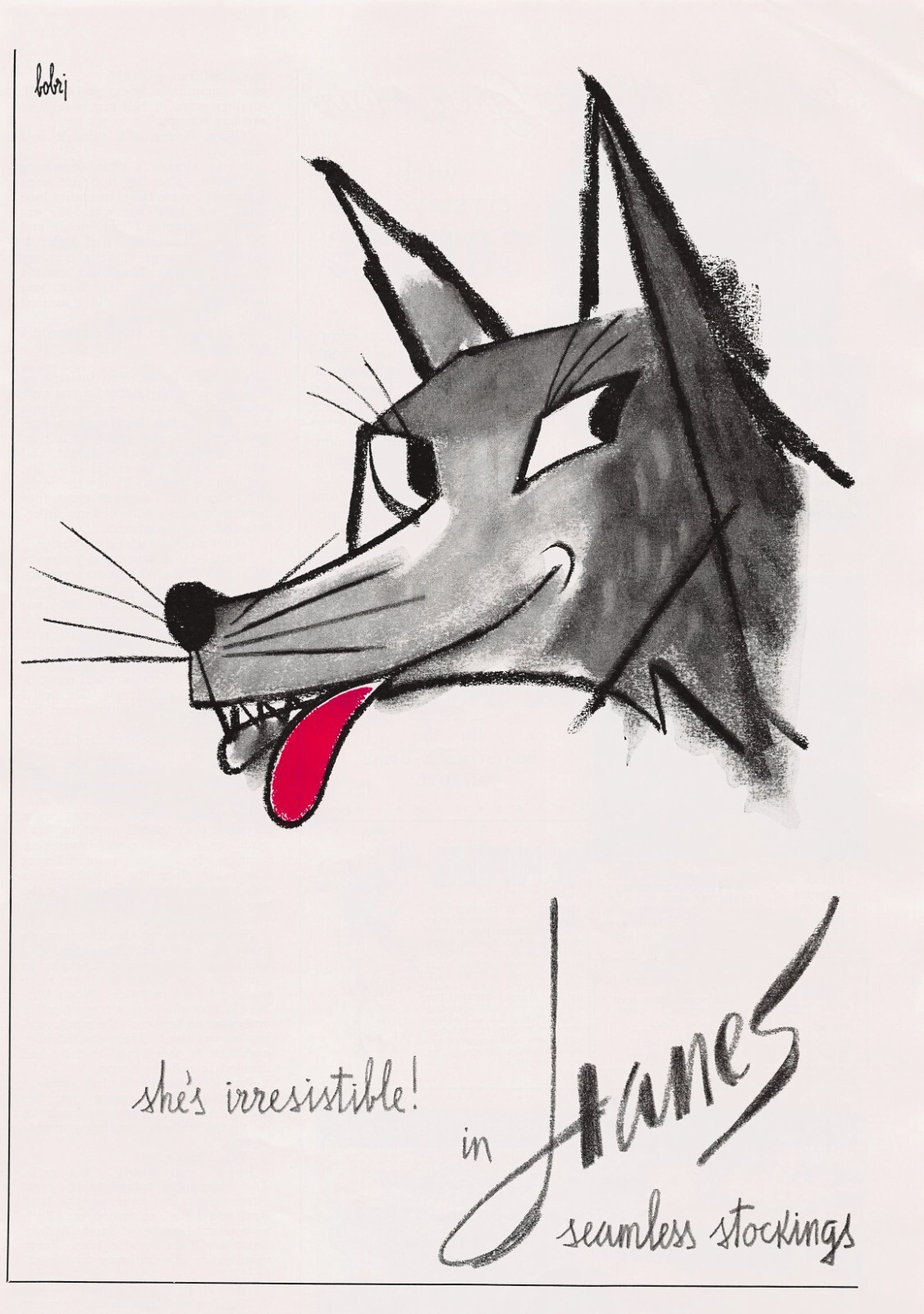 Hanes Irresistible Seamless Stockings Wolf Red Tongue Graphics Vtg Mag Print Ad