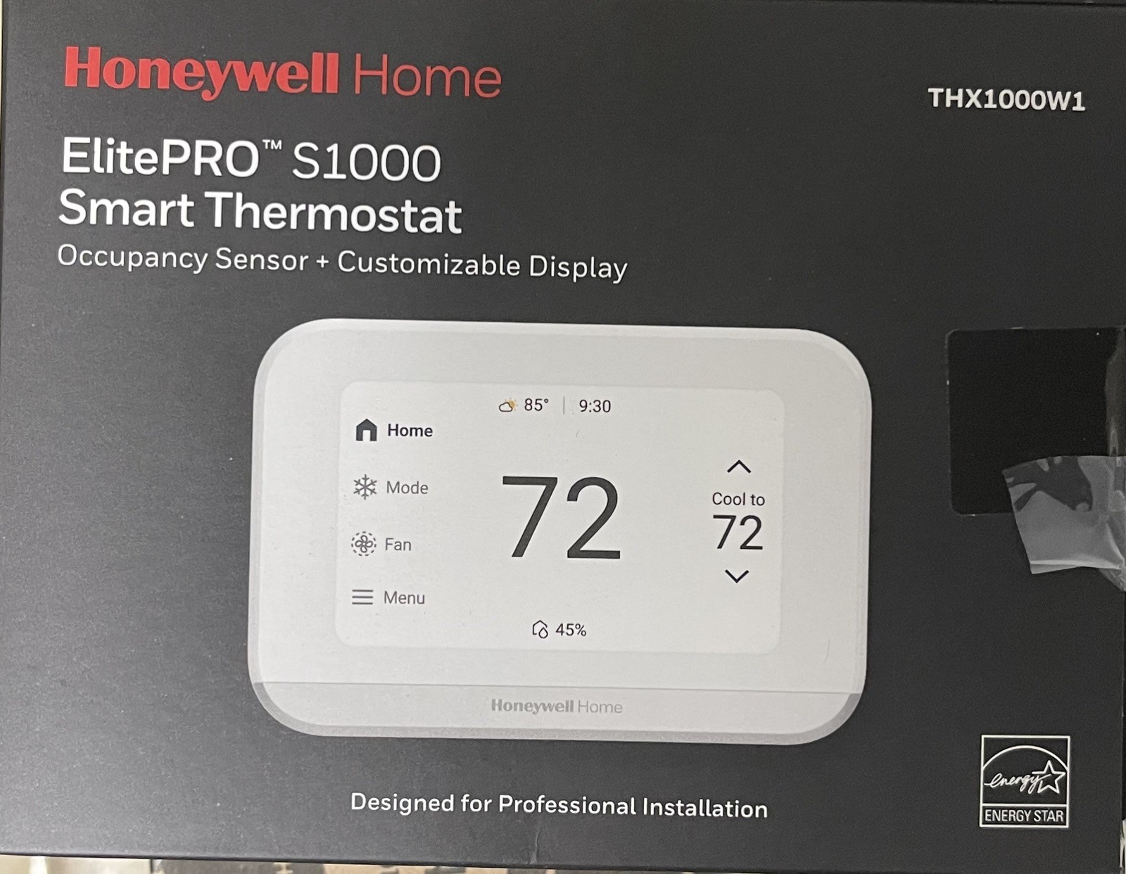 Honeywell THX1000W1 ElitePRO S1000 Smart Thermostat Wi-Fi 4.3" Screen White
