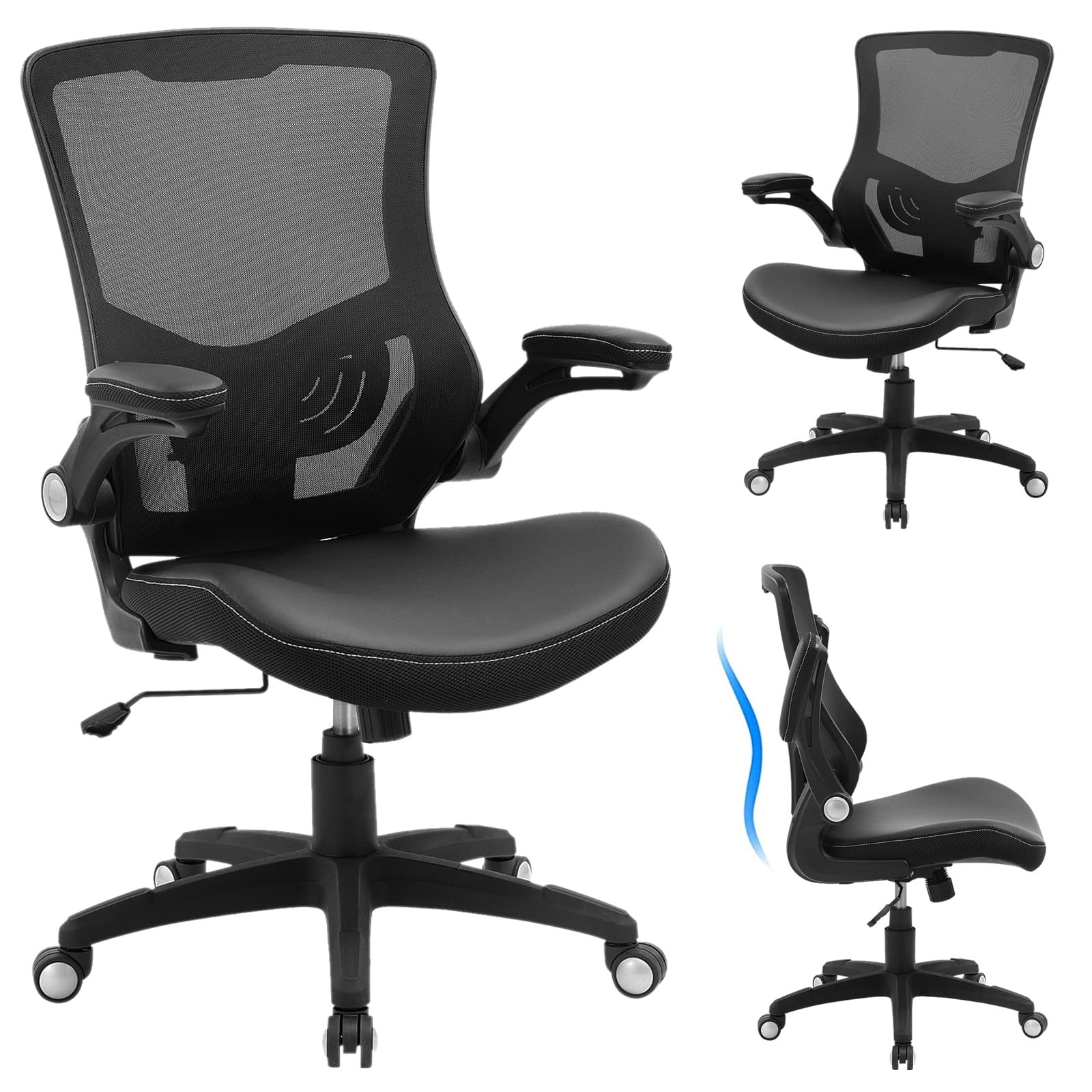Office Chair Ergonomic Desk Chair, Computer PU Leather Home Office Chair, Swivel
