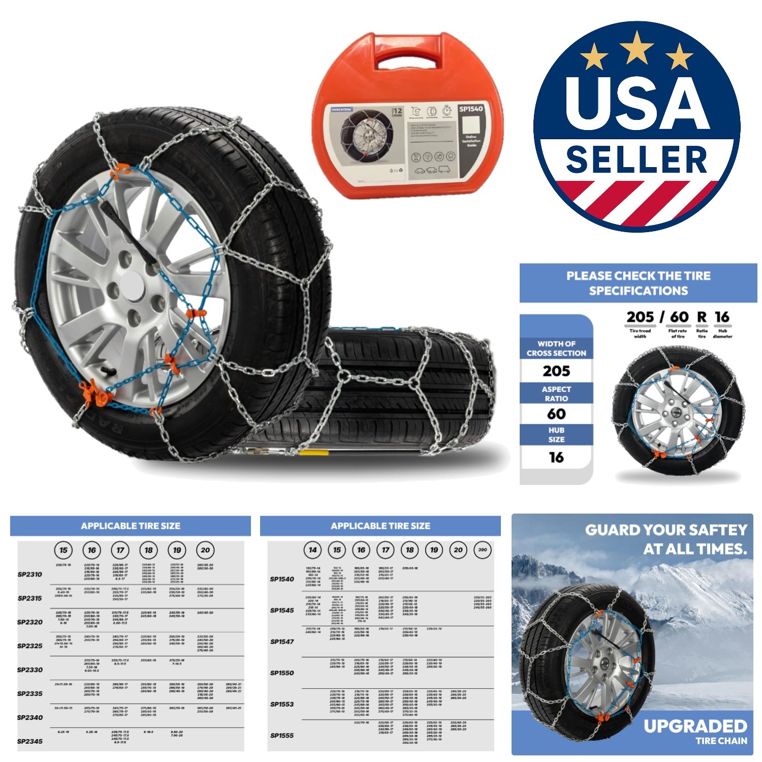 High-Quality Steel Snow Chains - Essential Winter Driving Aid for Vehicles