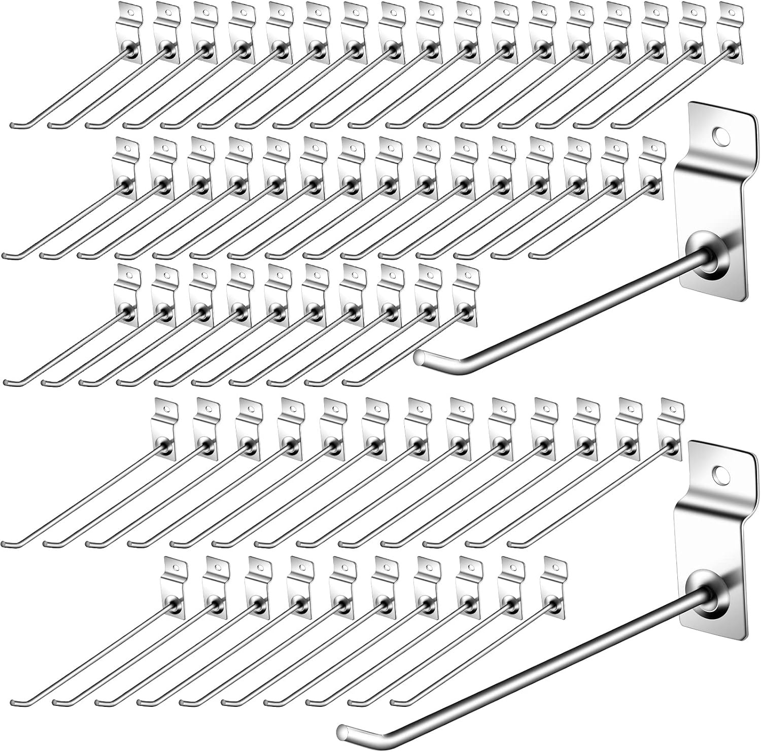 100 Pack Slatwall Hooks, 6 and 8 Inch Slatwall Accessories, Metal Panel Wall Hoo