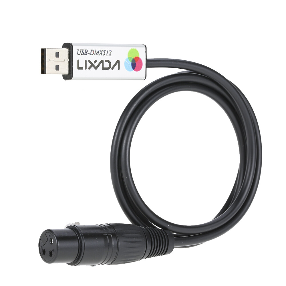Lixada USB To DMX512 Interface Adapter DMX512 Stage Light PC Controller Cable