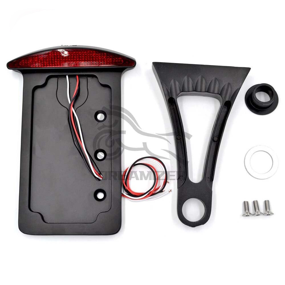 Universal Black Motorcycle BRAKE Tail LED LIGHT Side Mount License Plate Holder
