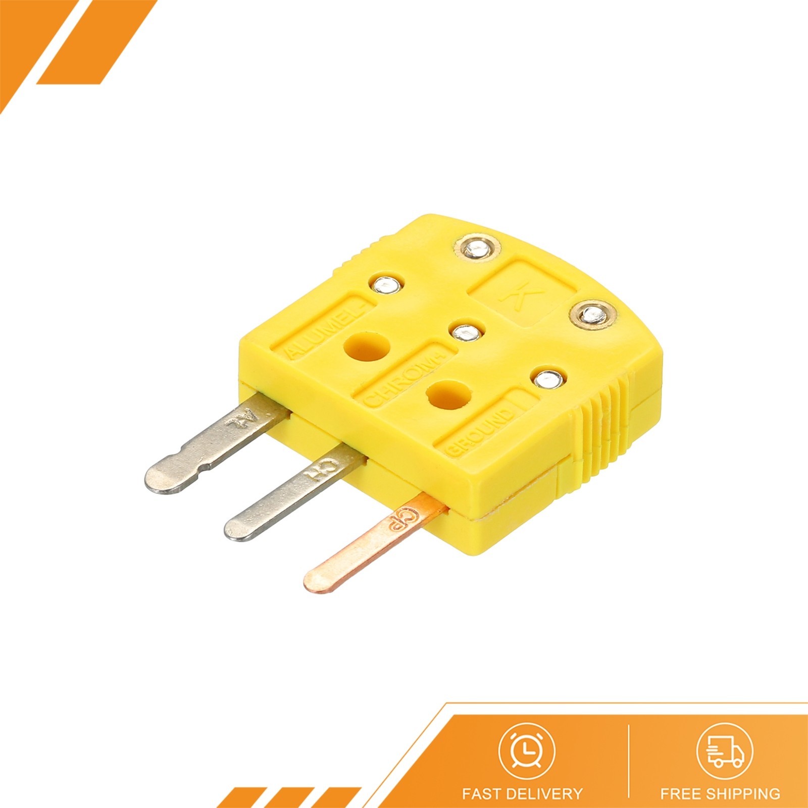 K Type Thermocouple Wires Connector Male Plug 3 Prong Flat Pin Temperature 220°C