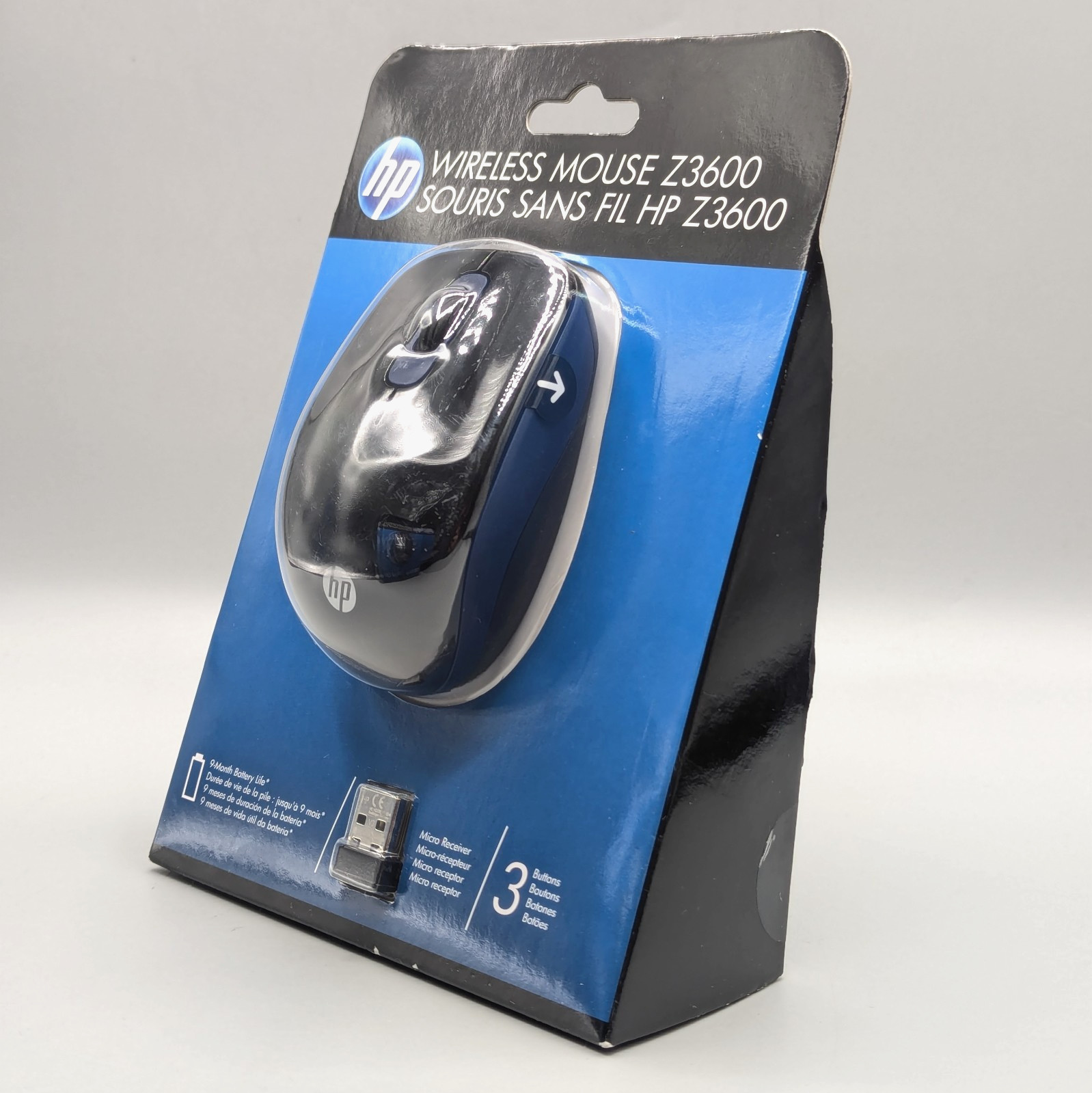 New HP Z3600 Wireless Mouse Black 3-Buttons Sealed