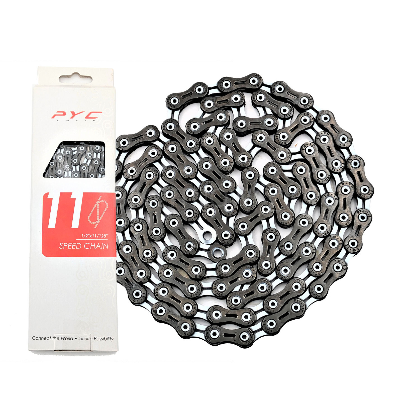 New PYC DLC 11S Chain,238g,for Shimano usd,Road MTB Gravel Bike 116L Black/White