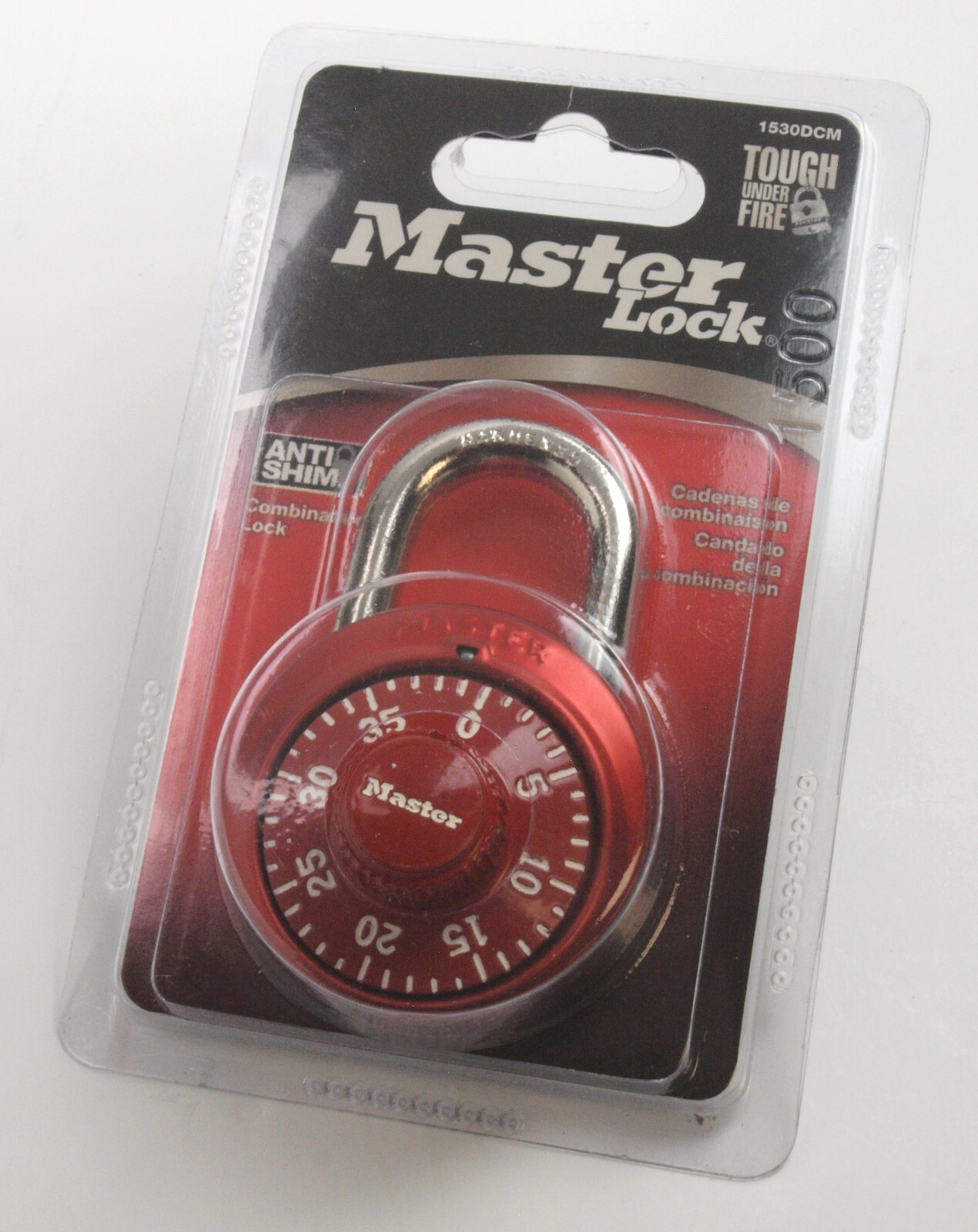Master Lock Combination Locker Padlock Anti Shim Red Chrome 1530DCM