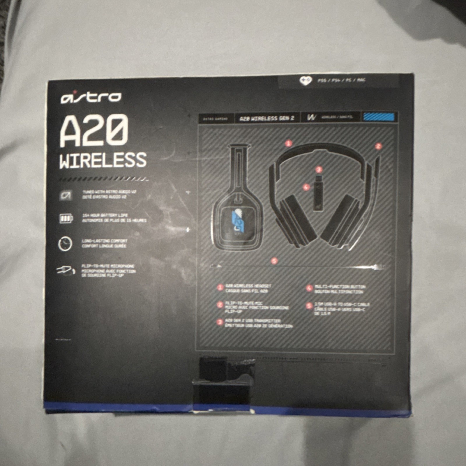 Astro A20 Wireless Gen 2 Headset PlayStation PC Mac Flip-to-Mute Mic