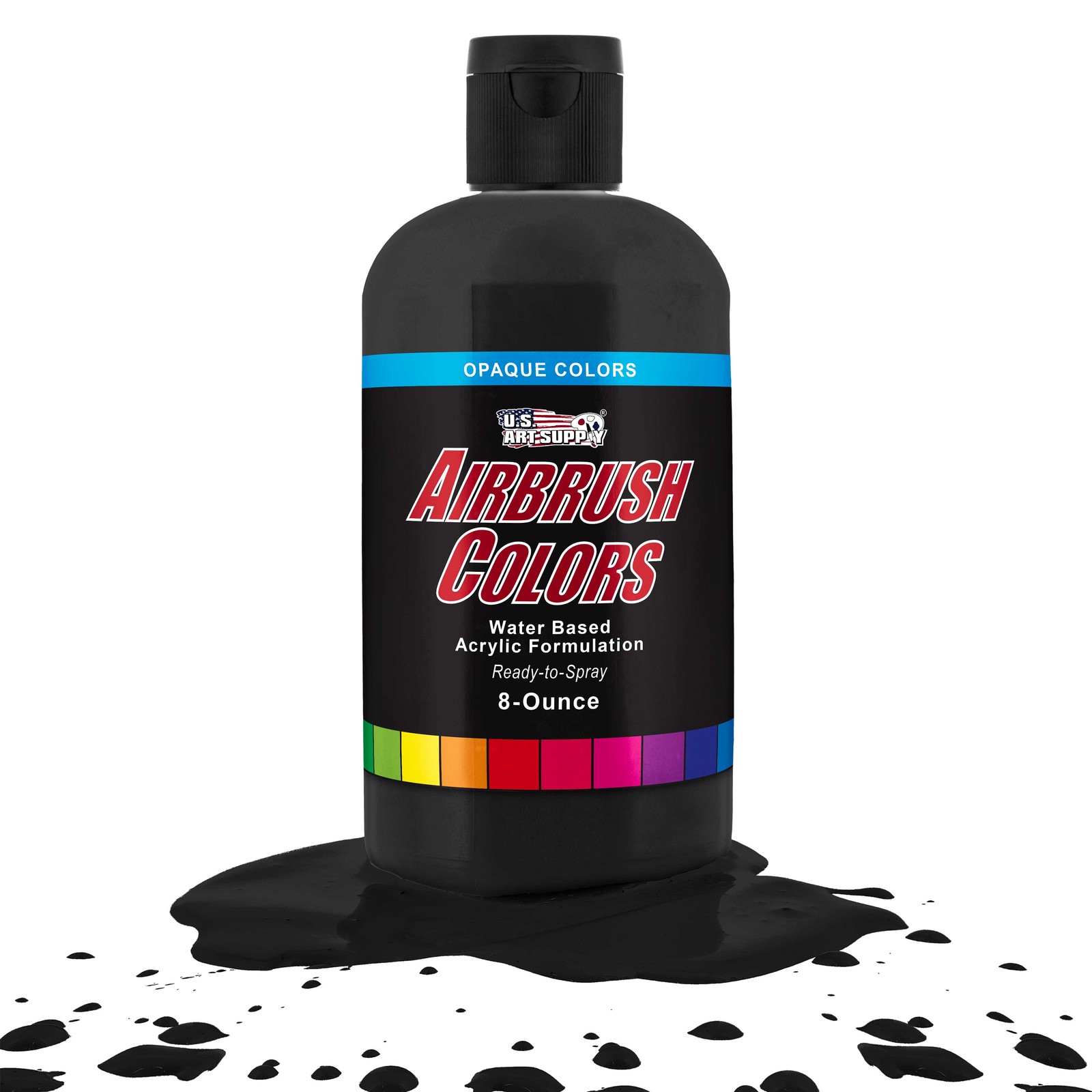 US Art Supply 8-Ounce Opaque Deep Black Airbrush Paint
