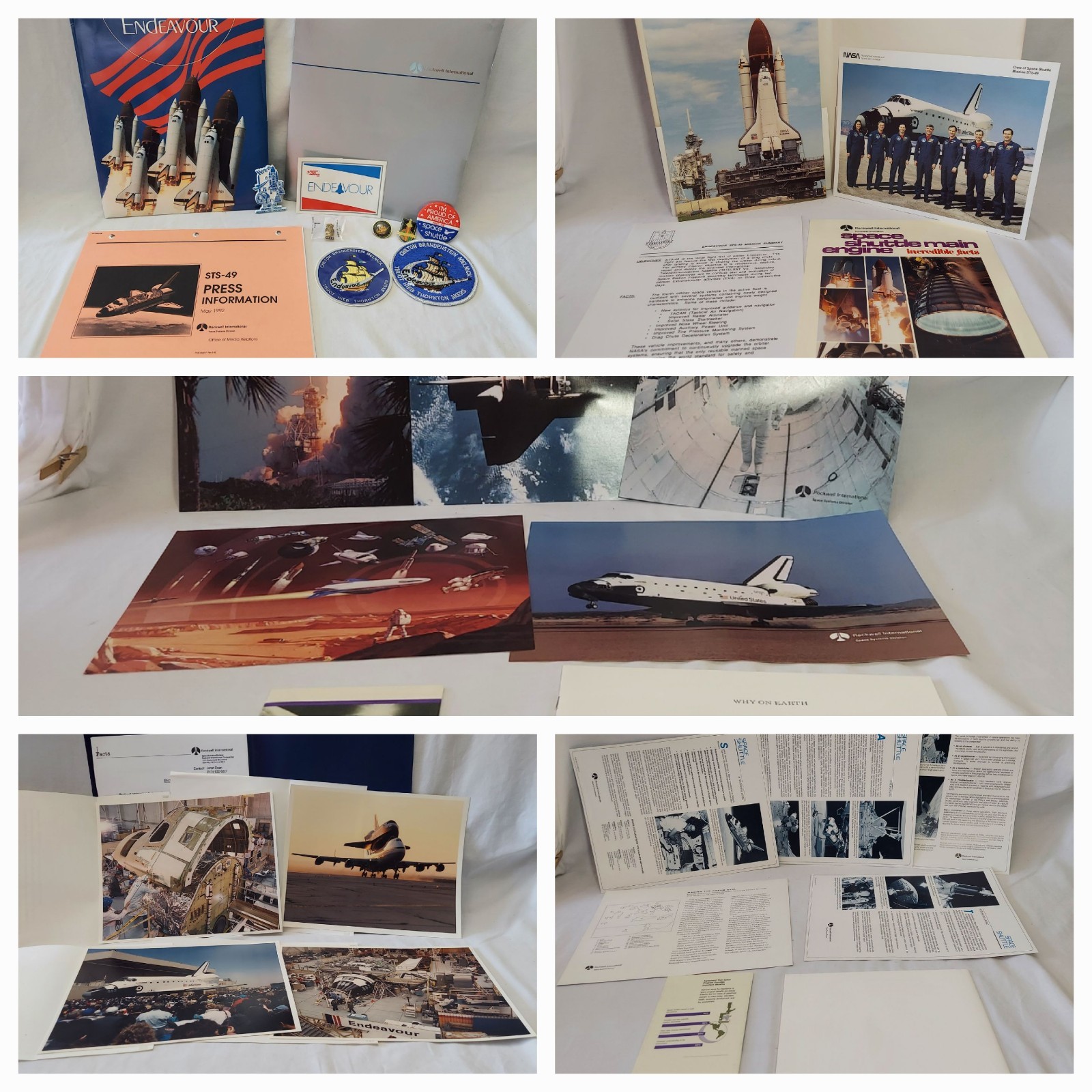 NASA Shuttle Mission STS-49 Press Kit Pins Sticker Patch Photos 1st Endeavor