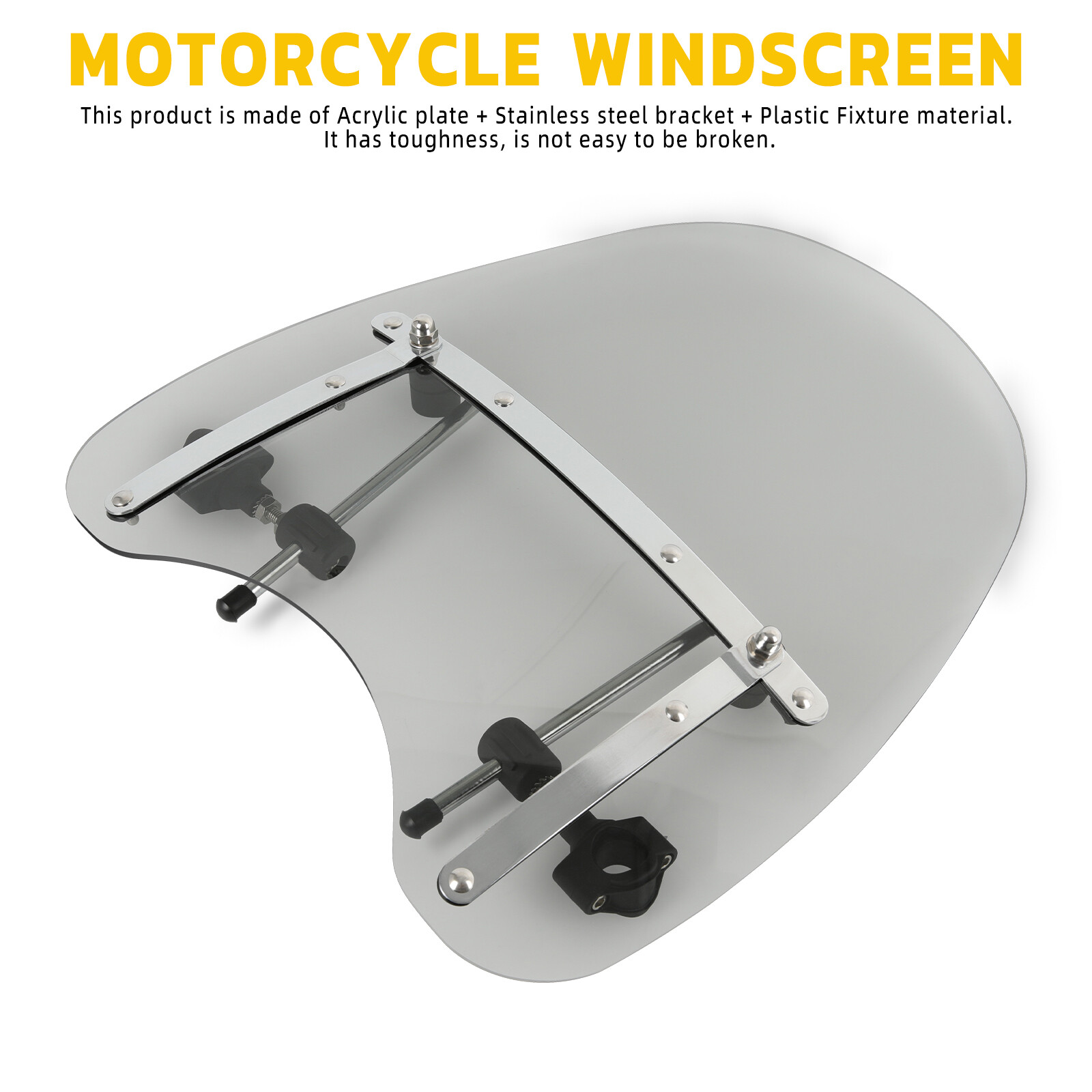 For Scooter E-bike 18"x16" Large Smoke Windshield Windscreen7/8'' 1'' Handlebar