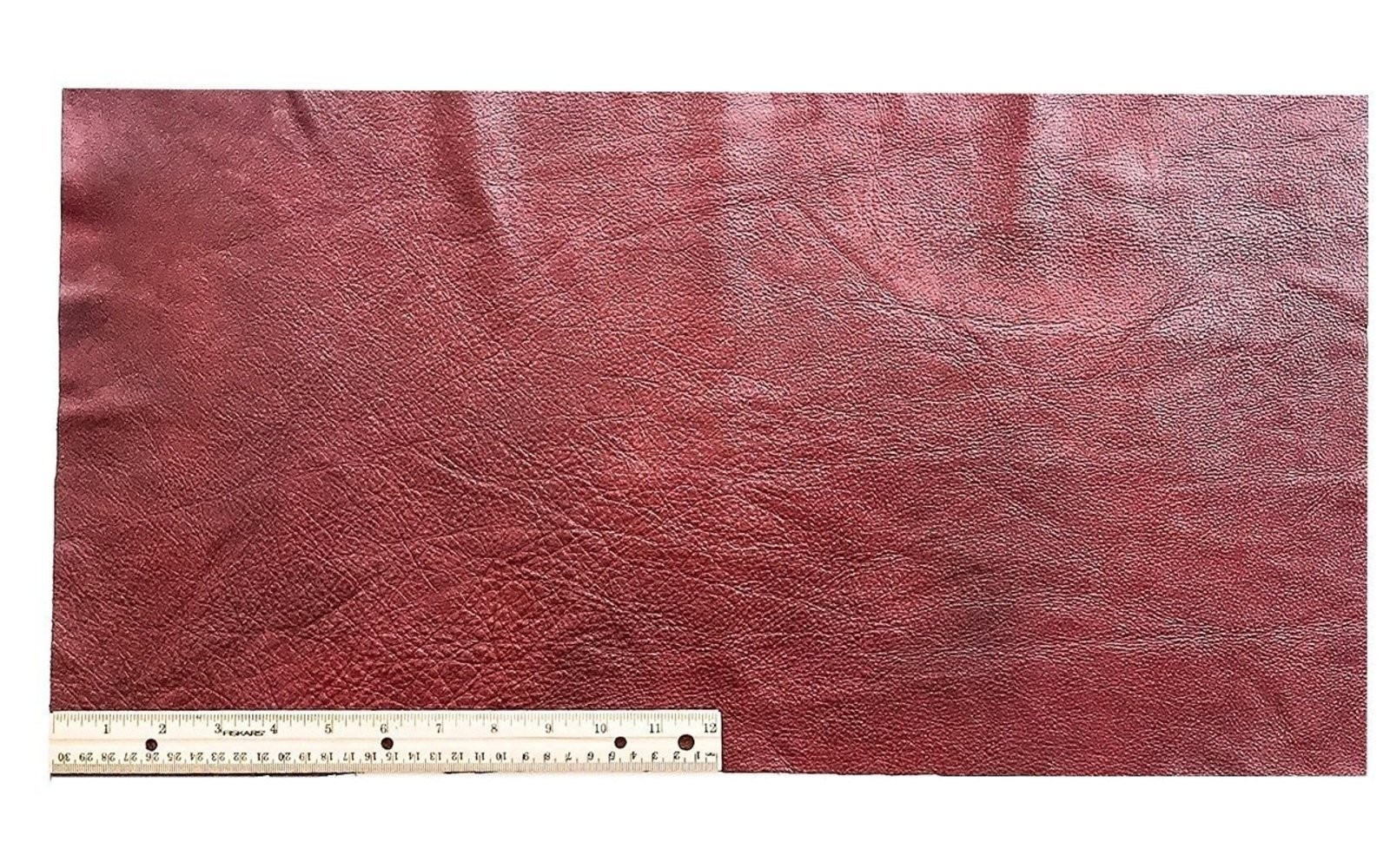 A-1 UPHOLSTERY LEATHER PIECE COWHIDE DARK RED Light Weight 2 Square Feet