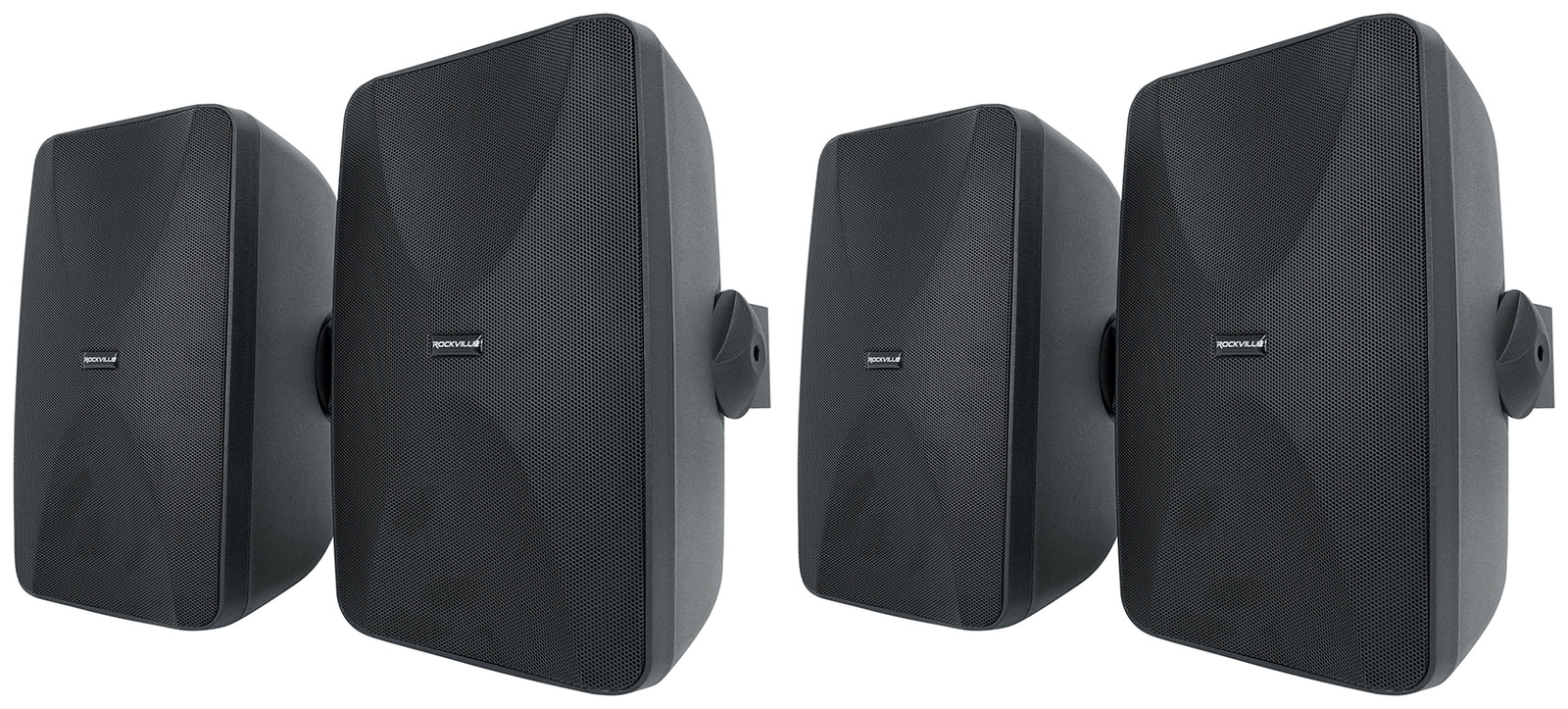 4) Rockville WET-6525B 6.5" 70V Commercial Indoor/Outdoor Wall Speakers in Black