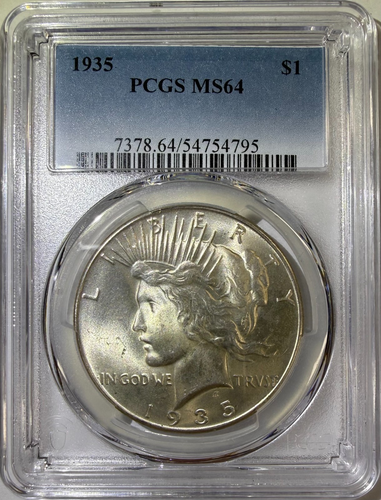 1935 $1 Peace Silver Dollar PCGS MS64 (795)
