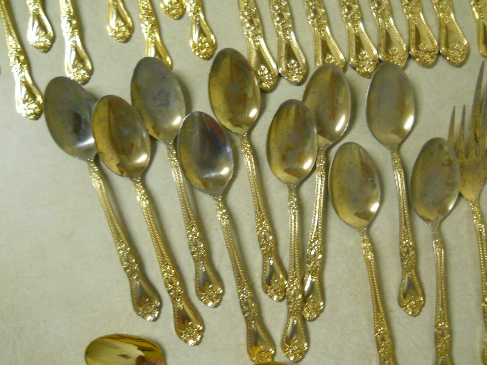 International EP Gold Precious Rose Pattern Flatware Set Replacements 63 PC
