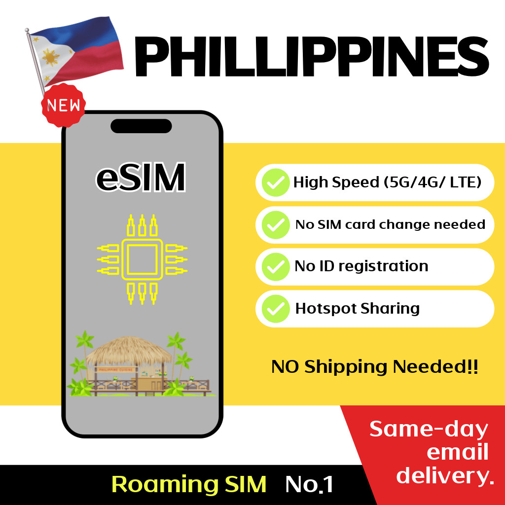 Philippiness Travel eSIM - 3 to 7Days - 500MB/Day, 1GB/Day , 2GB/Day Unlimited