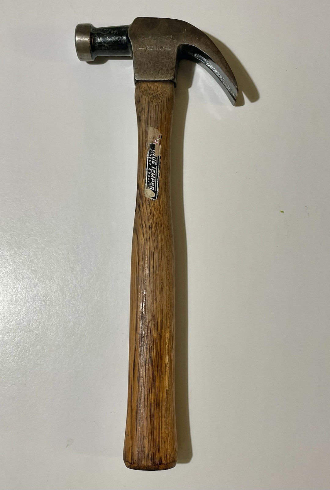 Vintage True Temper No. 116 Claw Hammer 16oz Original Wood Handle Paper Label