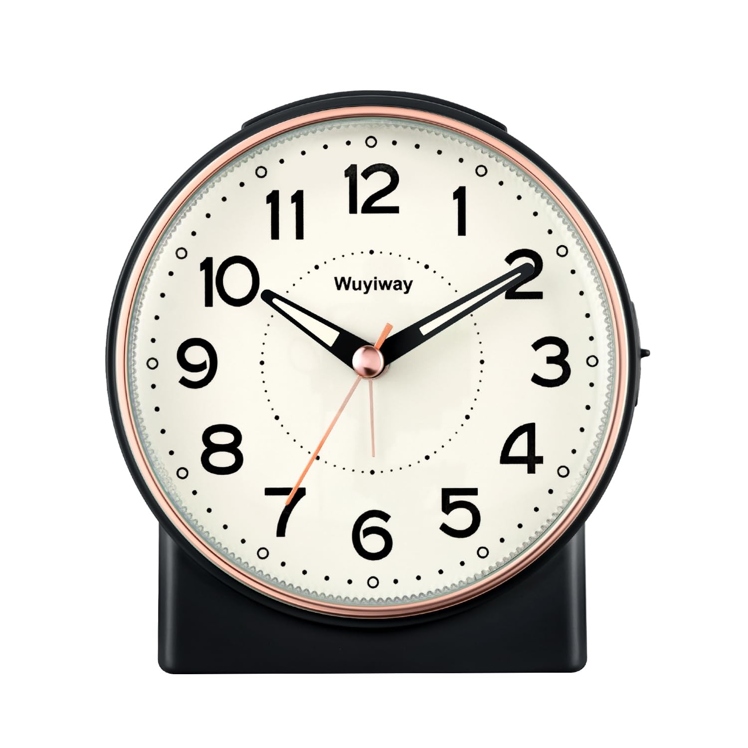 Wuyiway 4" Battery Operated Retro Analog Alarm Clock,Vintage Small, Black