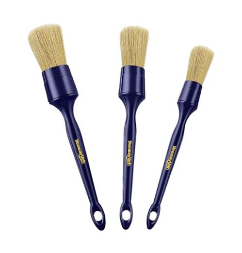 Car Detailing Brush Set, 3 Pack Ultra Soft Indigo (Boars Hair Detailing Brush)