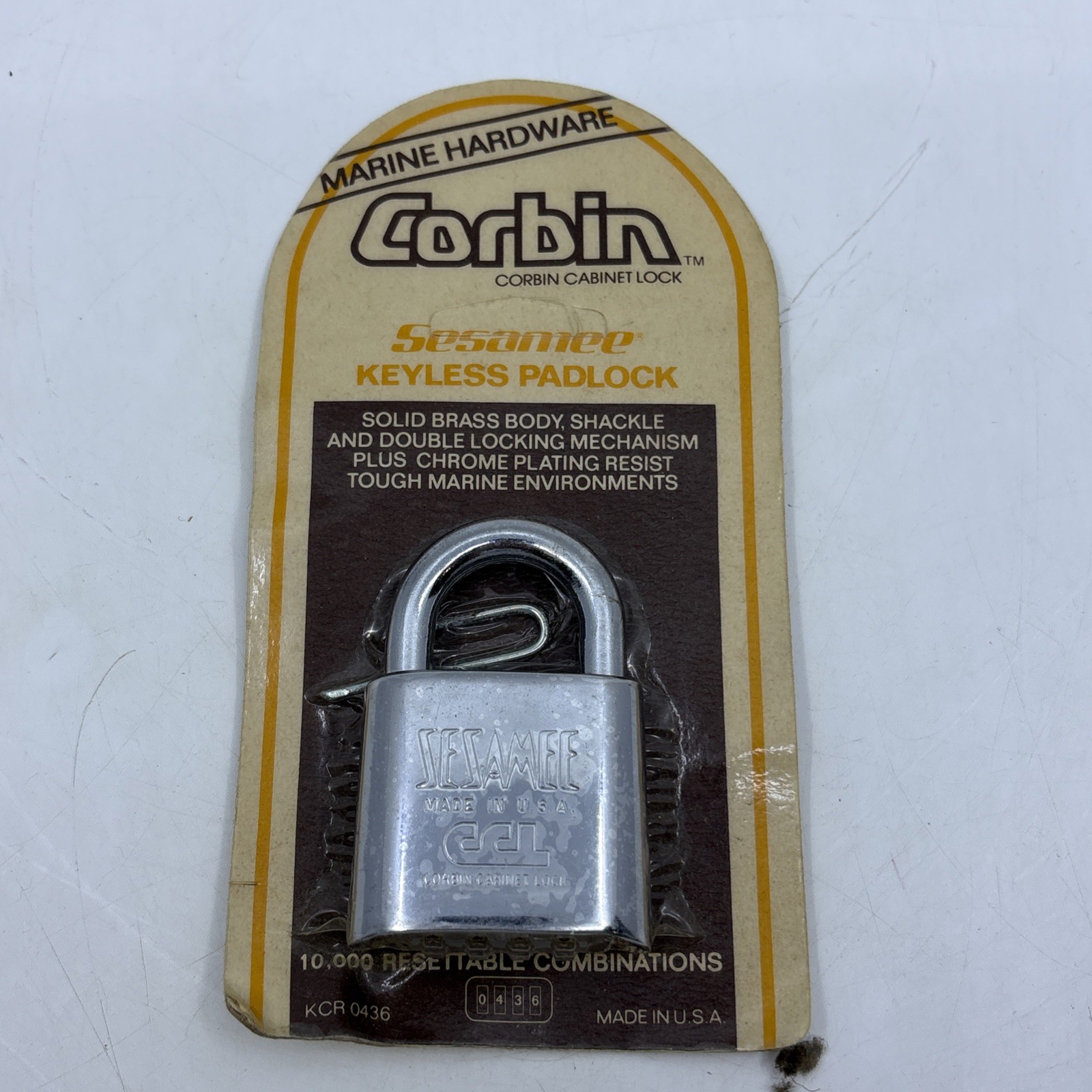 Vtg Corbin Sesamee Keyless Padlock Lock Resettable Marine Hardware KCR 0436 NOS