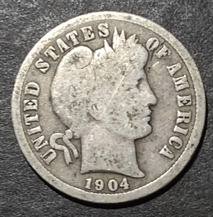 1904-S Silver Barber Dime Coin