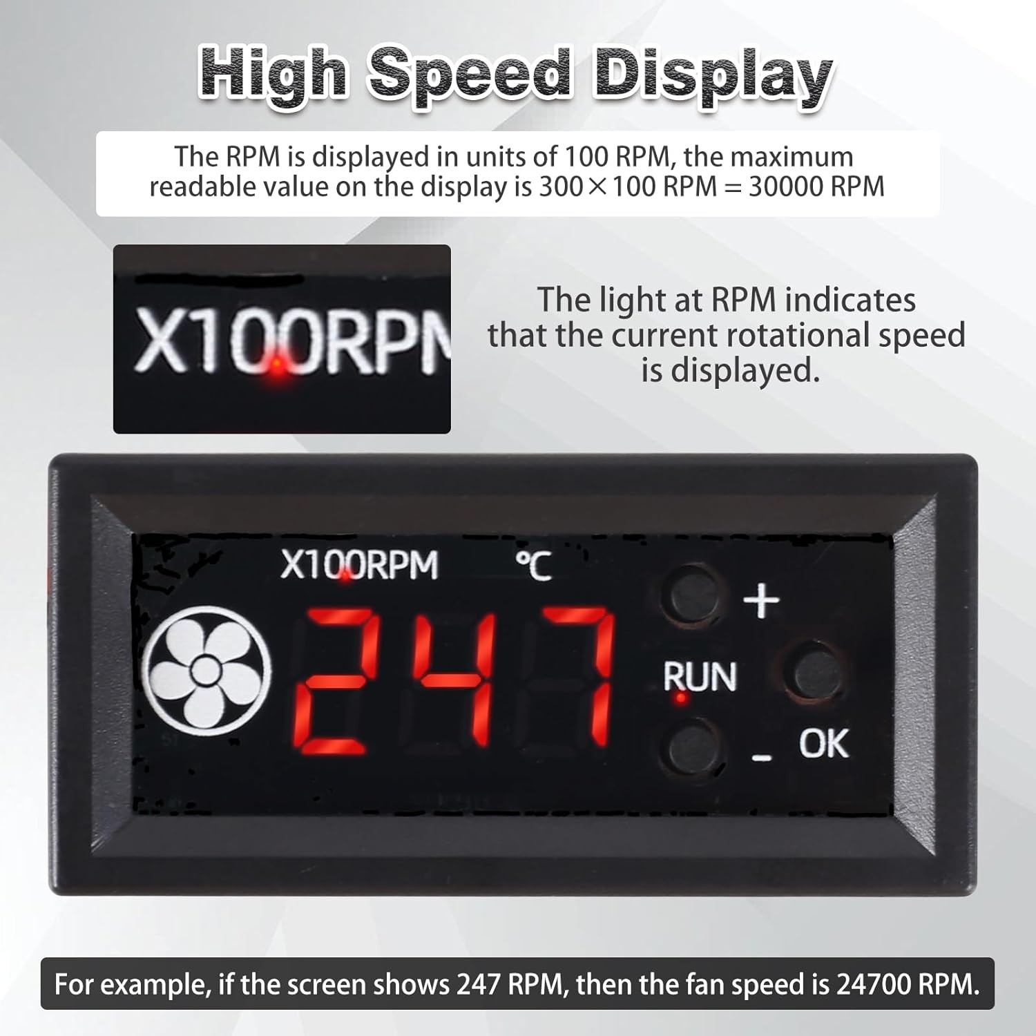 ICSTATION 12V PWM 4-Wire Fan Speed Controller with Temp Probe Display