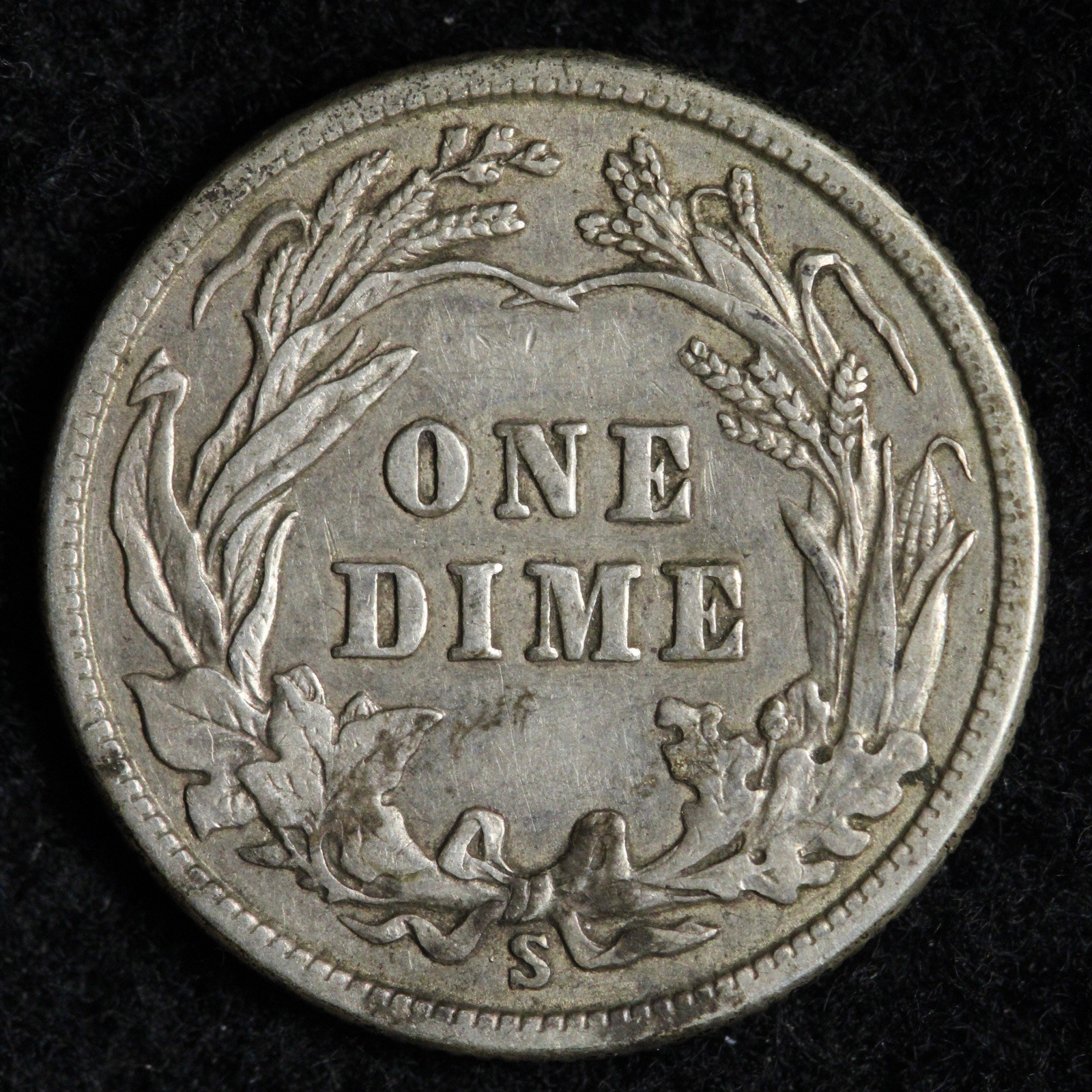 1912-S Barber Silver Dime AU E309 OACU