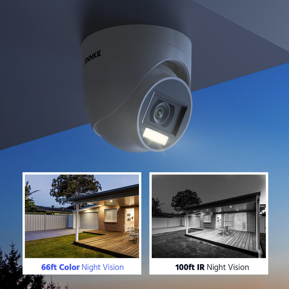 ANNKE 8CH DVR 5MP Audio Security Camera System Human Detection Color Night Vison