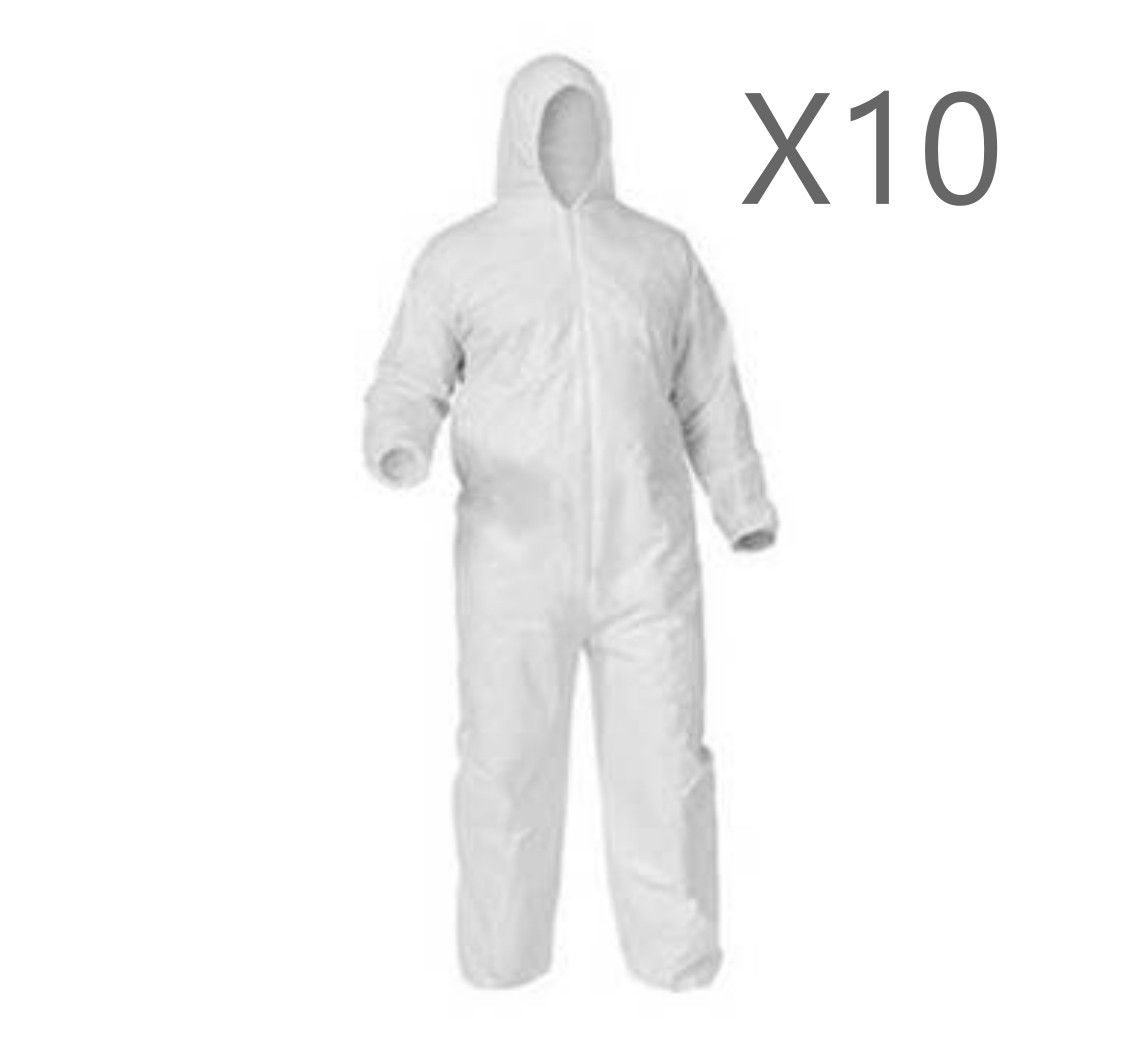 10x Disposable hooded coverall Type 5&6 Spraying suit overall Spray Paint Large
