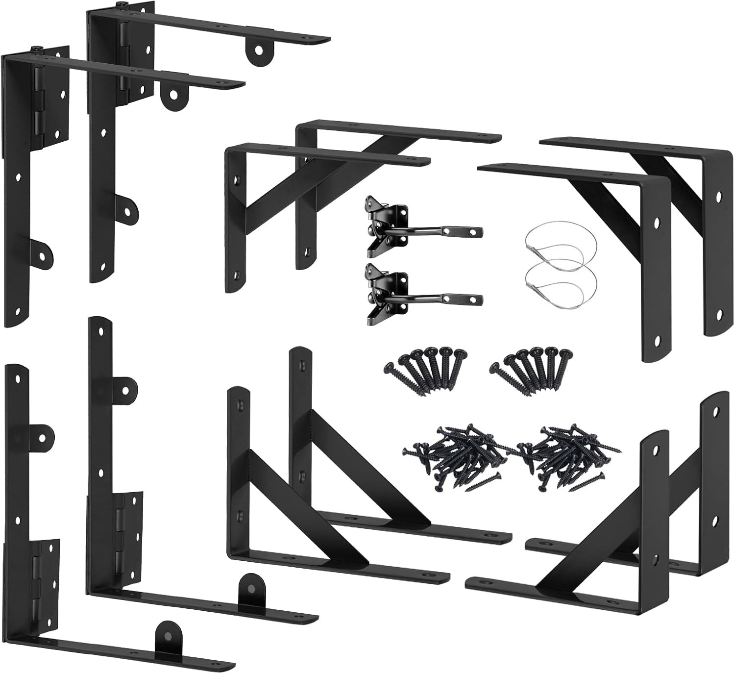 Anti-Sag Gate Corner Brace Bracket Kit with Latch for Wooden Fences